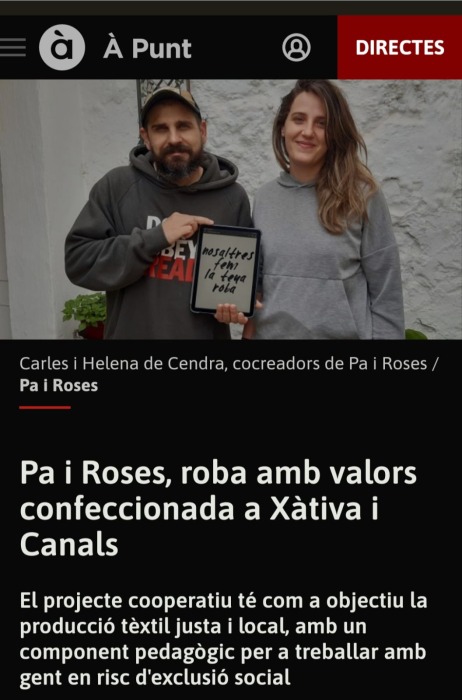 Article en Àpunt Notícies sobre el nostre projecte Pa i Roses!